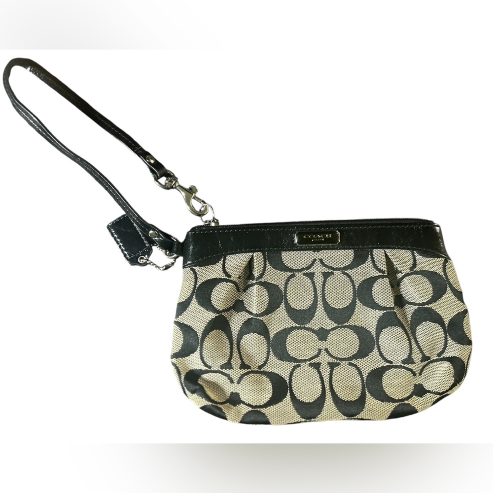 Black and Gray Wristlet With Corner Zip | Women’s Wristlet | Coach Wristlet